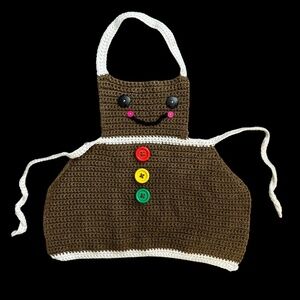 Handmade Crochet Gingerbread Cookie Apron